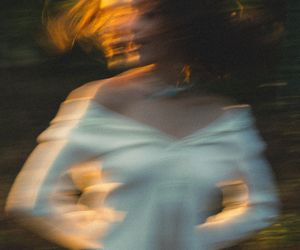 Dynamic motion blur of a person in a flowing movement.